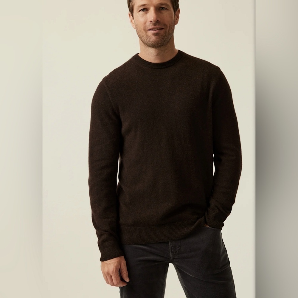 Jos. A Bank XL 100% Cashmere Crew Neck Sweater in Dark Chocolate Brown